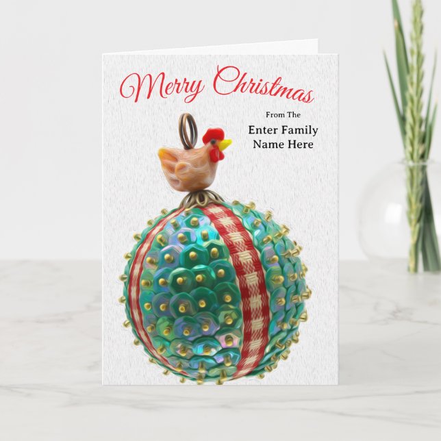 Cartão De Festividades Personalized Country Chicken Christmas Card (Frente)