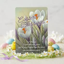 Cartão De Festividades Personalized Easter Blessings Crocus Floral Card
