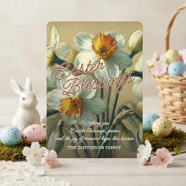 Cartão De Festividades Personalized Easter Blessings Daffodil Floral Card
