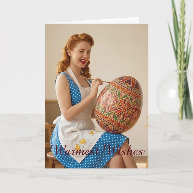 Cartão De Festividades Personalized Easter Retro Artist Card (Frente)