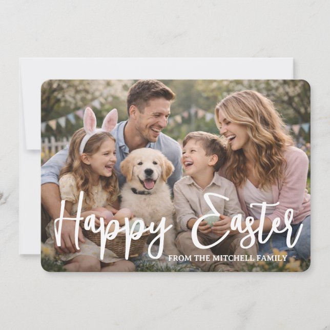 Cartão De Festividades Personalized Family Photo Happy Easter (Frente)