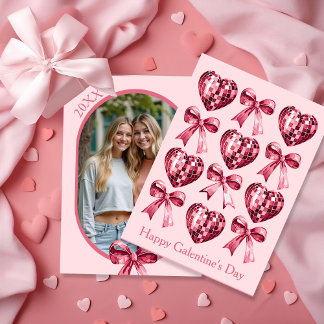 Cartão De Festividades Personalized Galentine’s Day Photo Card -Pink 