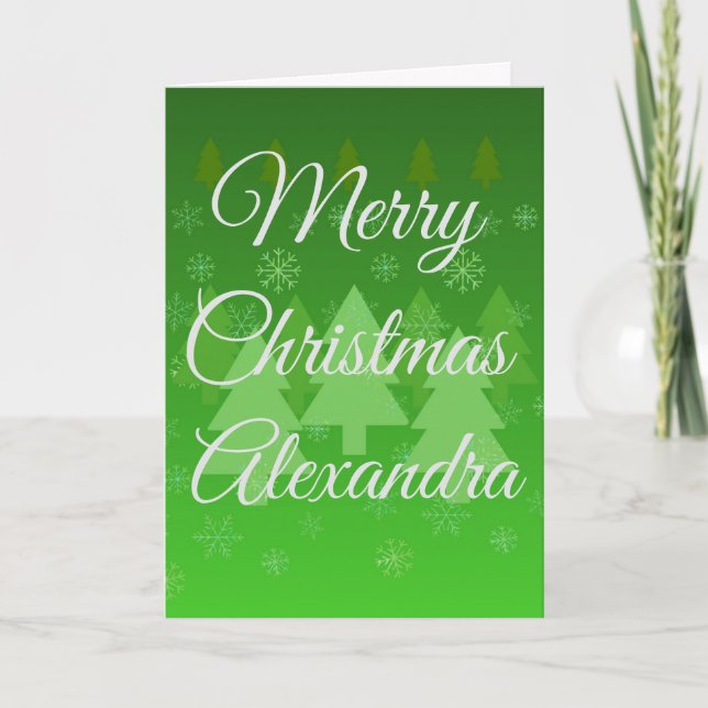 Cartão De Festividades Personalized Green Folded Christmas Card (Frente)
