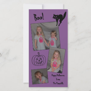 Cartão De Festividades Personalized Halloween Card (cat, pumpkin)