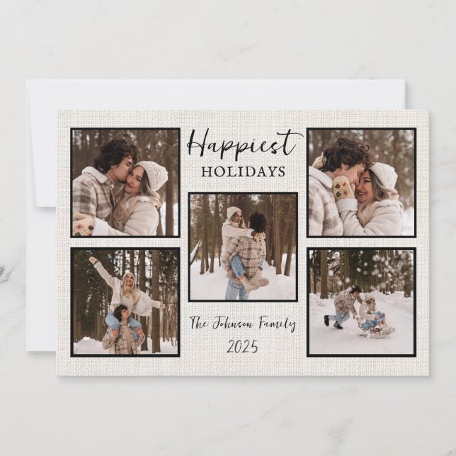 Cartão De Festividades Personalized Happiest Holidays Card with Photos (Frente)