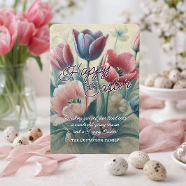 Cartão De Festividades Personalized Happy Easter Tulips Easter Card