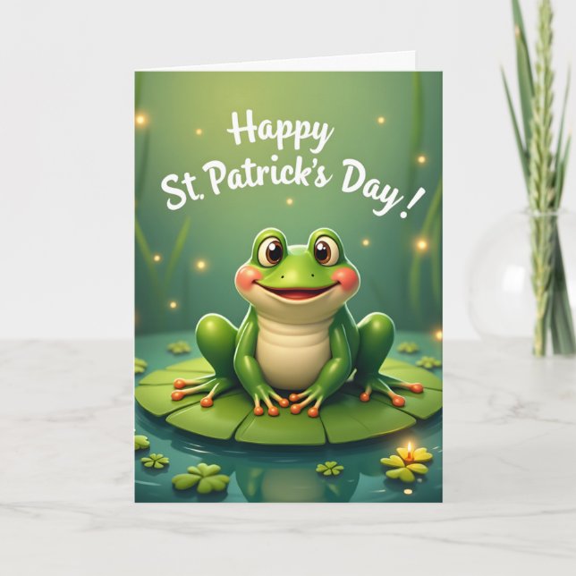 Cartão De Festividades Personalized Happy St. Patrick's Day Frog Card (Frente)