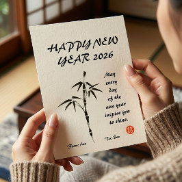 Cartão De Festividades Personalized Japanese Ink Brush Wabi-Sabi Greeting