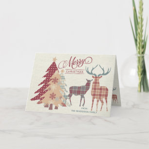 Cartão De Festividades Personalized Merry Christmas Country Plaids Card