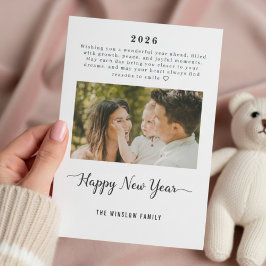 Cartão De Festividades Personalized One-Photo New Year Card 2026