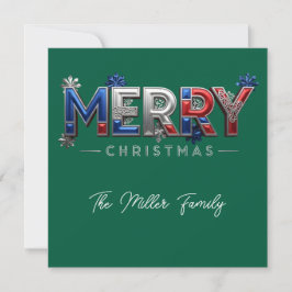 Cartão De Festividades Personalized Patriotic Family Christmas