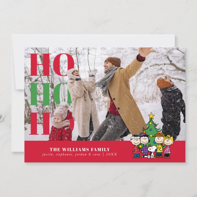 Cartão De Festividades Personalized Photo Holiday Gang Around the Tree (Frente)