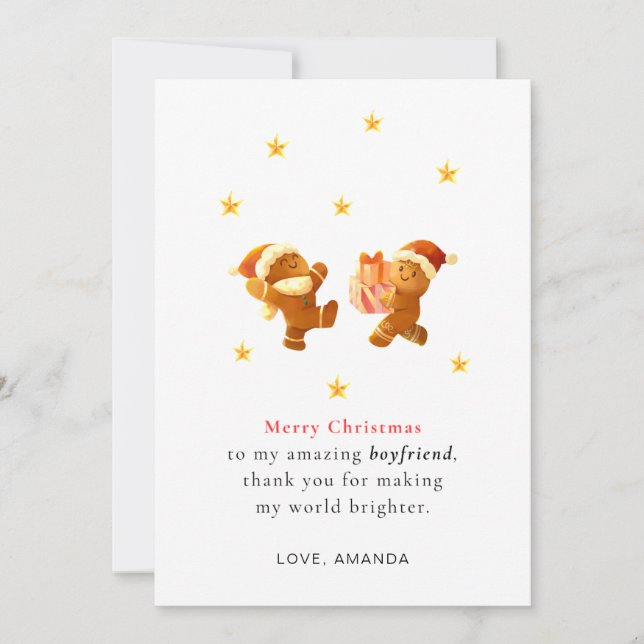 Cartão De Festividades Personalized Romantic Boyfriend Christmas Card (Frente)