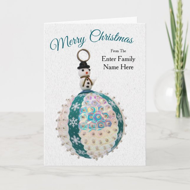 Cartão De Festividades Personalized Stylized Snowman Christmas Card (Frente)