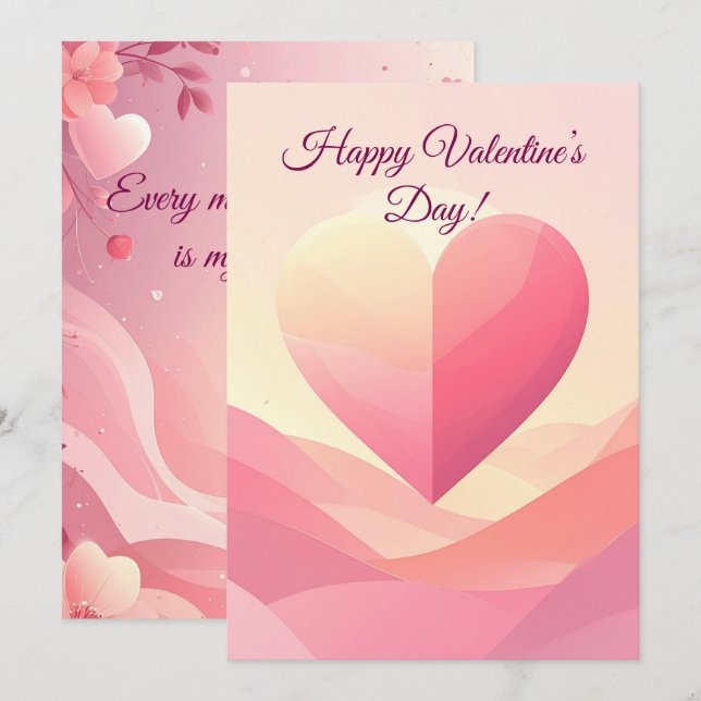 Cartão De Festividades Personalized Valentine Card – Romantic Love Greeti (Frente/Verso)