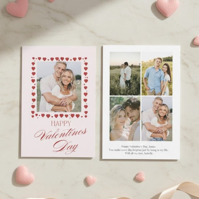 Cartão De Festividades Personalized Valentine’s Day Card with Photo pink (Criador carregado)