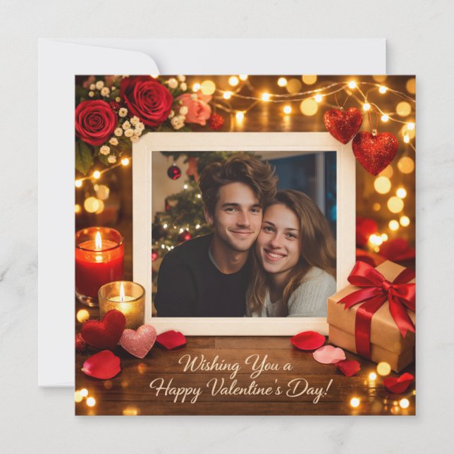 Cartão De Festividades Personalized Valentine’s Day Card your Photo (Frente)
