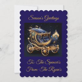 Cartão De Festividades Personalized Vintage Navy Blue and Gold Christmas