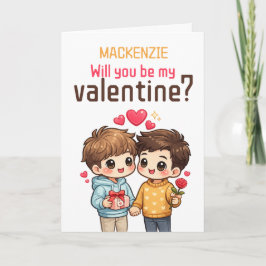 Cartão De Festividades Personalized Will You Be My Valentine Gay Couple