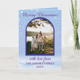 Cartão De Festividades Personlized Purple Merry Christmas Photo 