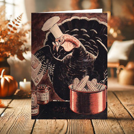 Cartão De Festividades Peru Vintage Chef Dia de Ação de Graças Engraçado