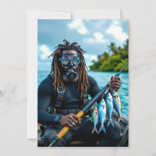 Cartão De Festividades pescador de arpão jamaicano