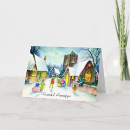 Cartão De Festividades Pessoas de Natal Bright Snowy Holiday