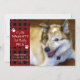Cartão De Festividades Pet Dog Naughn e Belo Xadrez Vermelho Negra (Frente)