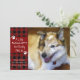 Cartão De Festividades Pet Dog Naughn e Belo Xadrez Vermelho Negra (Em pé/Frente)
