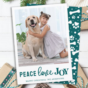 Cartão De Festividades Pet Fotografia personalizada PEACE AMOR JOY