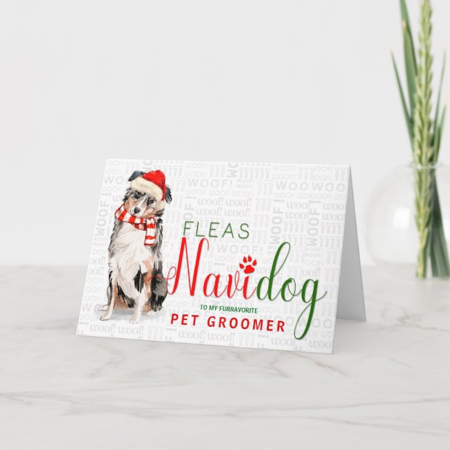 Cartão De Festividades Pet Goomer australiano Shepherd Christmas Name (Frente)