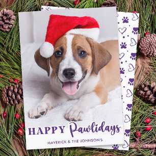 Cartão De Festividades Pet Photo Dog Lover Personalizado Feliz Pawlidays