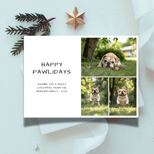 Cartão De Festividades Pet Photo Happy Pawlidays Engraçado Touro Cachorro