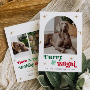Cartão De Festividades Pet Photo Holiday Card Dog Christmas Puppy Furry