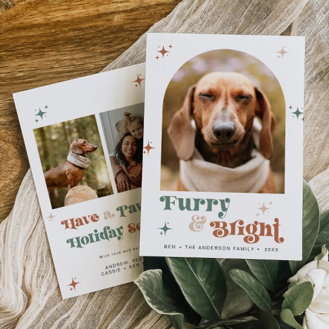 Cartão De Festividades Pet Photo Holiday Card Dog Christmas Puppy Furry (Criador carregado)