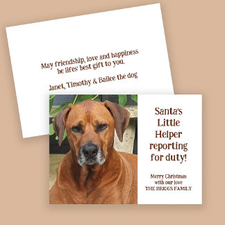 Cartão De Festividades Pet Photo Personalizado do Auxiliar de papais noei