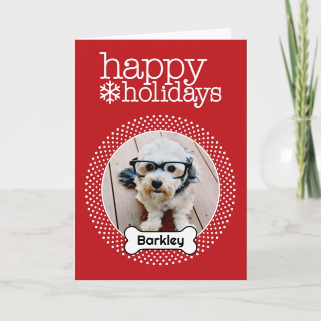 Cartão De Festividades Pet Photo with Dog Bone - Happy (Frente)