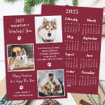 Cartão De Festividades Pet Year in Review Custom Dog Photo 2025 Calendar<br><div class="desc">Apresentando nossa mais nova coleção de cartões de natal, perfeita para amantes de os animais e donos de animais de estimação! Nossas cartas de "Ano Maravilhoso Pawsitivamente" mostram seus familiares peludos de uma maneira fofa, moderna e engraçada. Estas cartas são na moda e festivas, com uma colagem fotográfica de seus...</div>