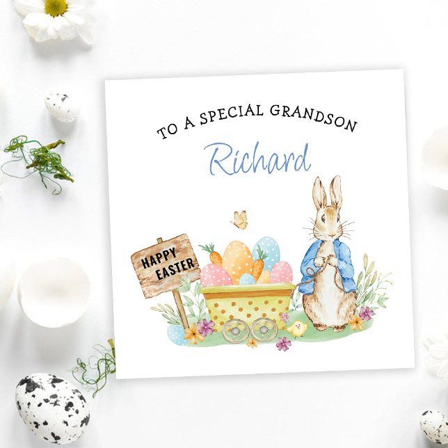 Cartão De Festividades Peter Rabbit Felz pascoa Grandson (Criador carregado)