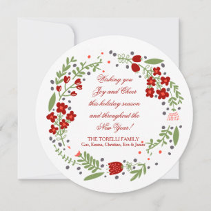 Cartão De Festividades Petite Floral Wreath Holiday Card