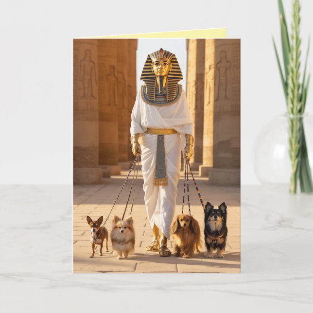 Cartão De Festividades Pharoah Walkin' the Dog Card (Frente)