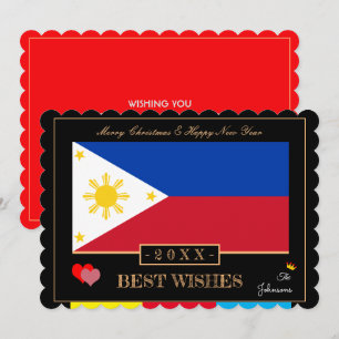 Cartão De Festividades Philippine Flag &Happy New Year/Best Wishes
