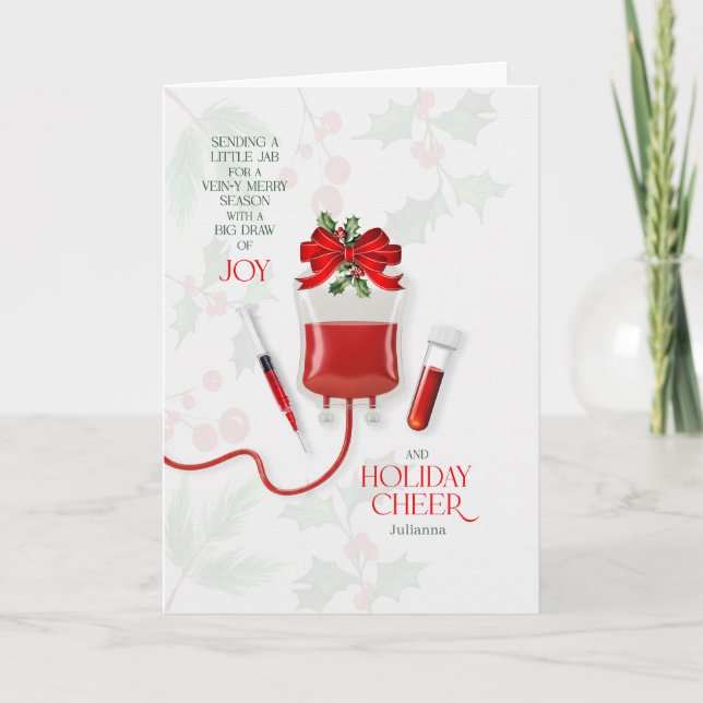Cartão De Festividades Phlebotomy Big Draw of Joy and Cheer with Name (Frente)