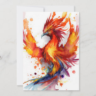 Cartão De Festividades Phoenix no Flames Watercolor Design
