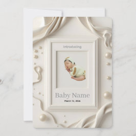 Cartão De Festividades Photo Baby Announcement Card | Minimal Neutral New