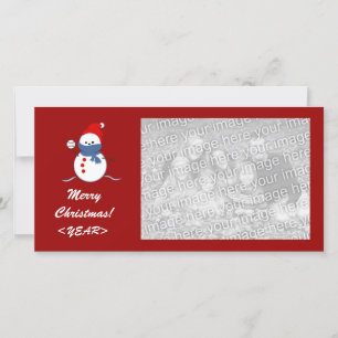 Cartão De Festividades Photo Card - Christmas Baseball Snowman