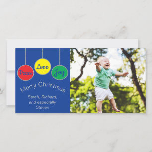 Cartão De Festividades Photo Card "Christmas Ornaments"