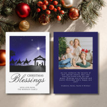 Photo Christmas Nativity Scene Christian Blessing