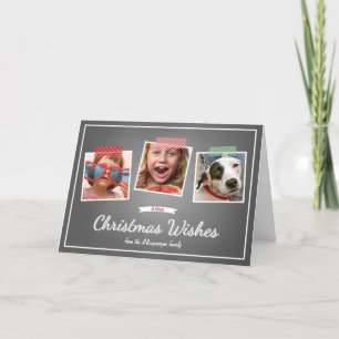 Cartão De Festividades Photo Christmas Wishes Holiday Chalkboard Folded