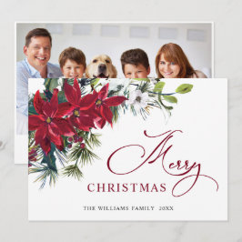 Cartão De Festividades PHOTO Elegante Poinsettia Saudação de Natal